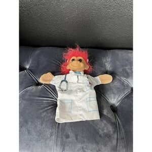 Vintage Norfin Red Hair Troll Doll Head Only Doctors Clothes